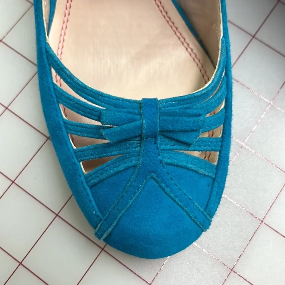 PLENTY BY TRACY REESE Anthro Jocasta Party/Office Turquoise/Azure Suede Pump 8